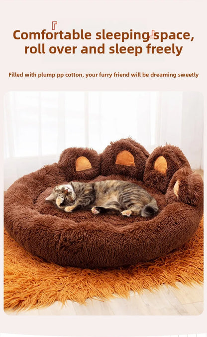 Fluffy Dog Bed Winter Warm Large Pet Products Small Sofa Baskets Pets Kennel Mat Puppy Cats Supplies Basket Blanket Accessories