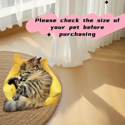 1pc Cat Sofa Bed with Adorable Cartoon Design, Detachable & Washable Reusable Pet Furniture, - for Indoor Cats Up To 2.72 KG