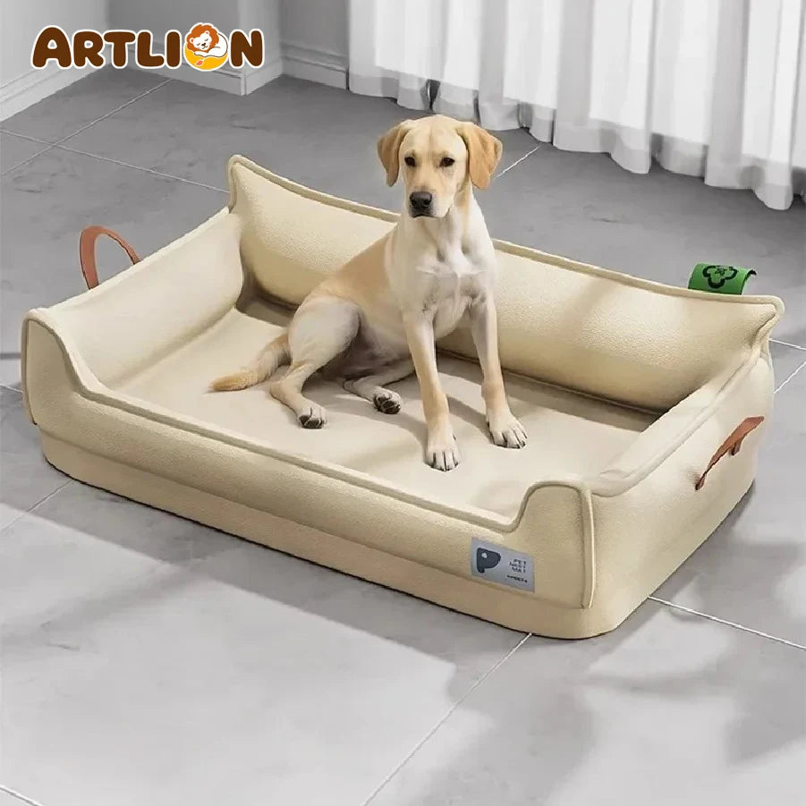 Orthopedic Leather Dog Bed Sofa – Detachable Rectangle Pet Bed with Non-Slip Bottom, Waterproof and Machine Washable for Ultima