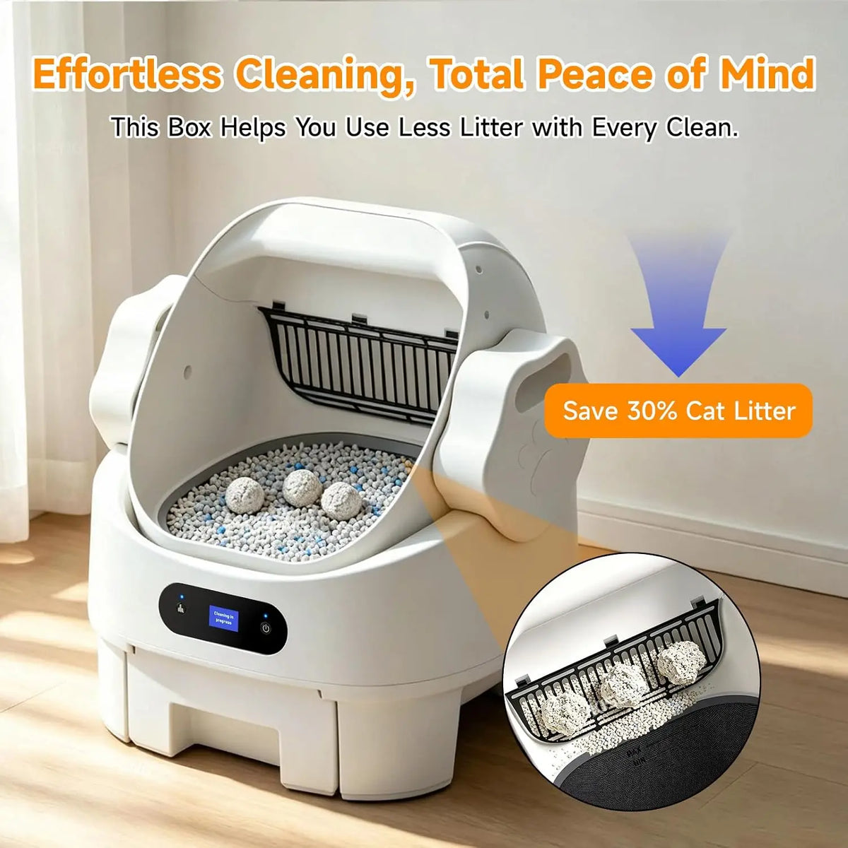 Open-Top Automatic Self-Cleaning Cat Litter Box Enclosure,for Multiple Cats, Custom