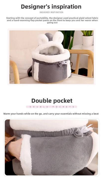 Cat Bag Winter Warm Cat Outing Bag Carrying Bag Large Capacity Crossbody Pet Bag Princess Style