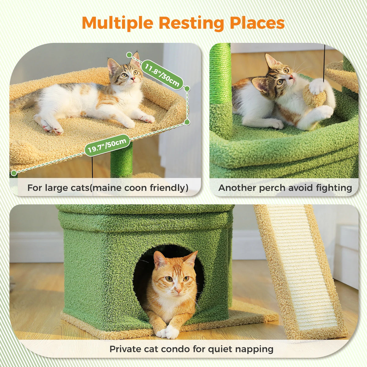 Small Cat Tree for Indoor Cat Tower with Sisal Scratching Post and Pad Wide Top Perch Large Cat Condo Cat Scratchers Cat Toys