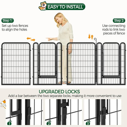 40 Inch 8 Panels Dog Playpen,Portable Metal Fence with Secure Latch,Heavy Duty Frame,Indoor Yard & Camping Use, Custom