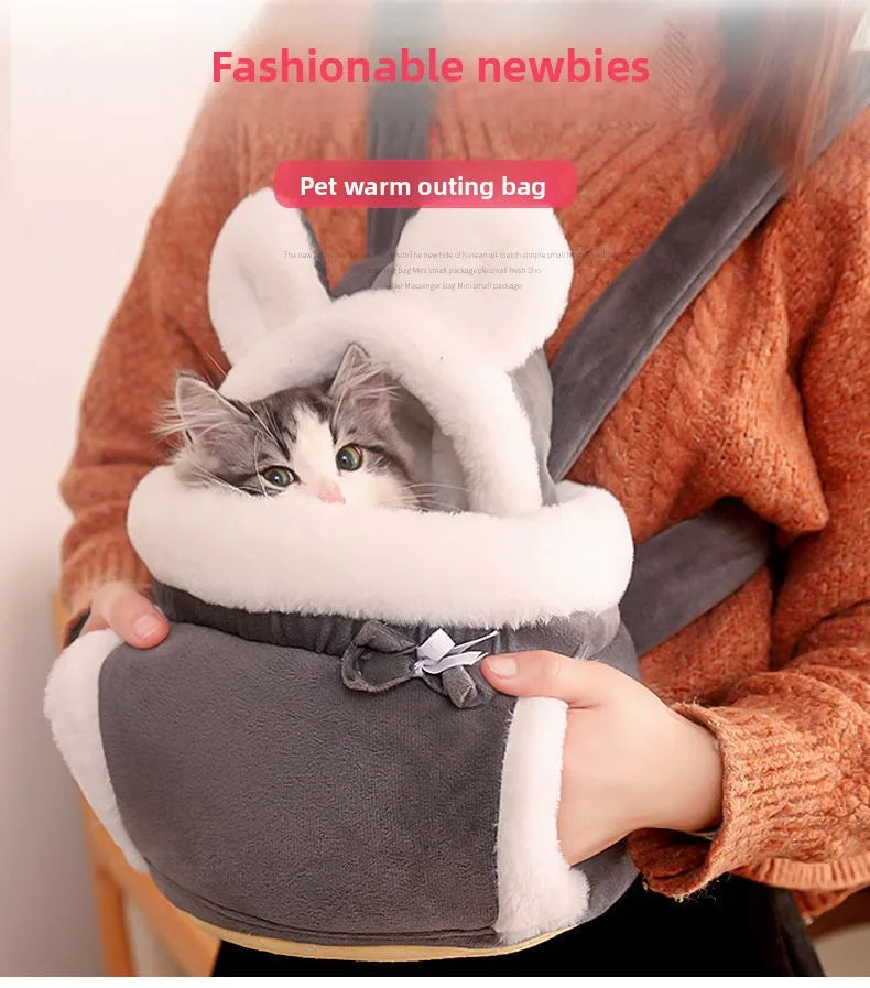 Cat Bag Winter Warm Cat Outing Bag Carrying Bag Large Capacity Crossbody Pet Bag Princess Style