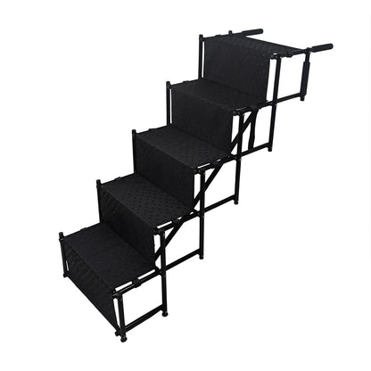 5 Steps Dog Ramp Ladder with Nonslip Surface Foldable Large Dog Step Lightweight Portable Pet Ladder Ramp for Cars and SUV Truck