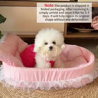 1Pcs Lovely Princess Style Pet Bed Four Seasons Universal Non-stick Cushion Sofa Mat for Small Medium Cats Dogs Daily Pet Suppli