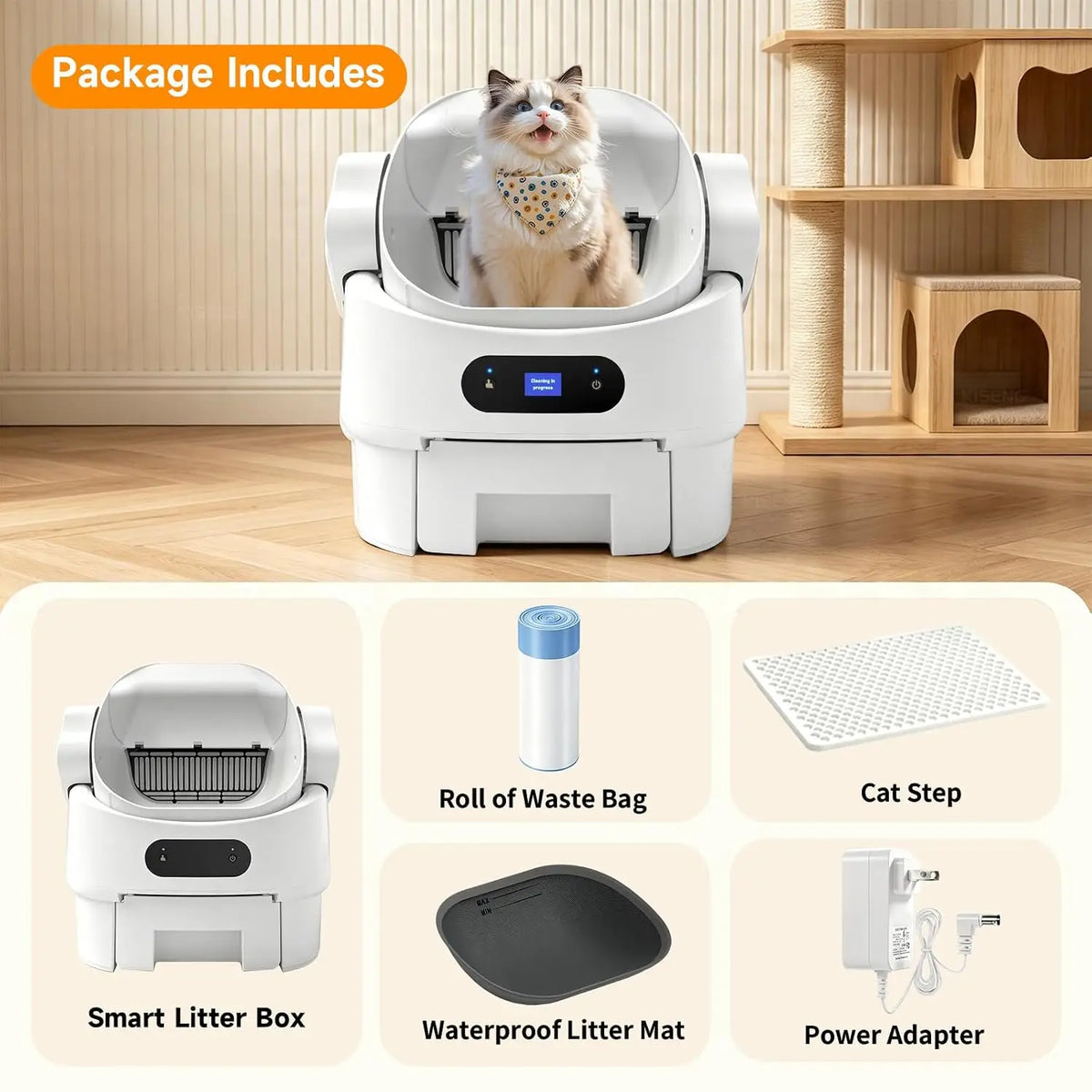Open-Top Automatic Self-Cleaning Cat Litter Box Enclosure,for Multiple Cats, Custom