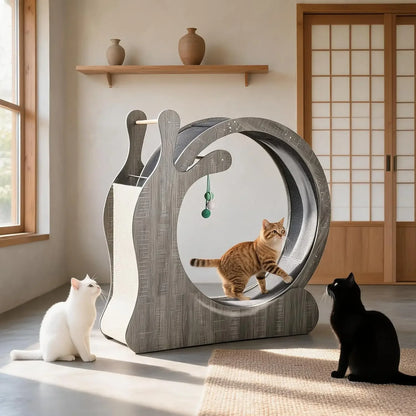 Garvee 3 in1 Solid Wood Cat Treadmill Running Wheel Large Pet Supplies Anti Pinch Foot Exercise Fitness Roller Cat Climbing Frame Dog Toy