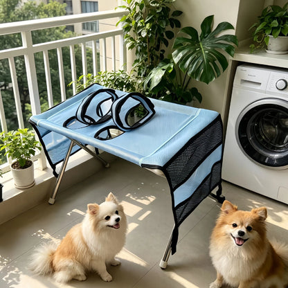 Foldable Pet Grooming Bath Table with Fixed Leash, Portable Dog Cat Washing Drying Trimming Table Anti-Slip Pet Bathing Stand Fo