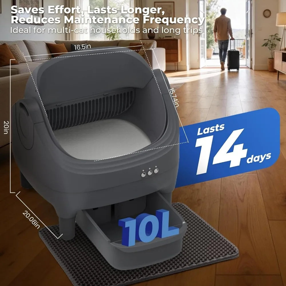 Open-Design Electric Self-Cleaning Cat Litter Box, APP Control & Safety Anti-Pinch Function, Custom