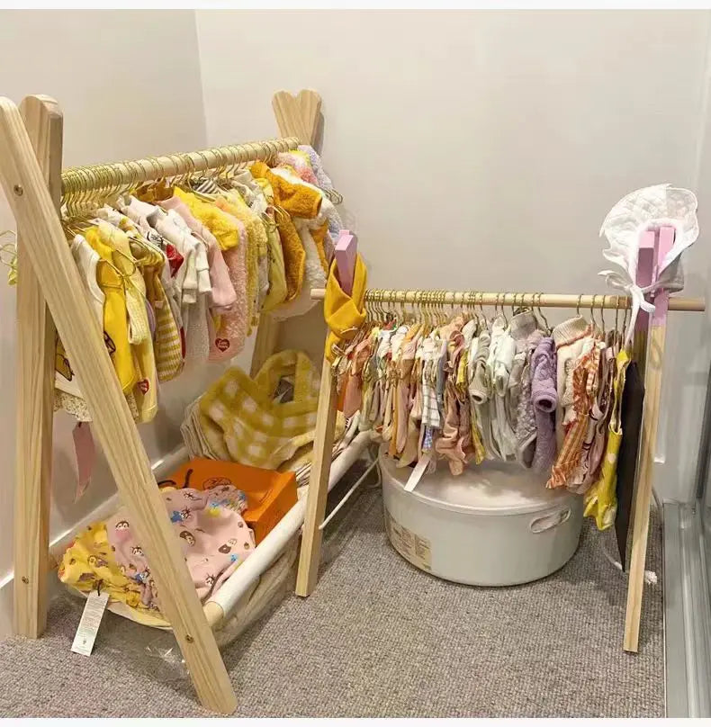 Pet floor hanger dog wardrobe solid wood puppy cat wardrobe coat rack dog hanger small clothes storage rack