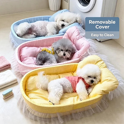 1Pcs Lovely Princess Style Pet Bed Four Seasons Universal Non-stick Cushion Sofa Mat for Small Medium Cats Dogs Daily Pet Suppli