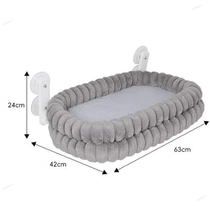 Strong Suction Cups Cat Window Hammock Winter Warm Soft Double-Sided Plush Non-Slip Hanging Cat Sleeping Pad Indoor Pet Supplies