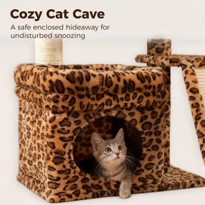 Small Cat Tree for Indoor Cat Tower with Sisal Scratching Post and Pad Wide Top Perch Large Cat Condo Cat Scratchers Cat Toys