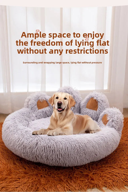Fluffy Dog Bed Winter Warm Large Pet Products Small Sofa Baskets Pets Kennel Mat Puppy Cats Supplies Basket Blanket Accessories