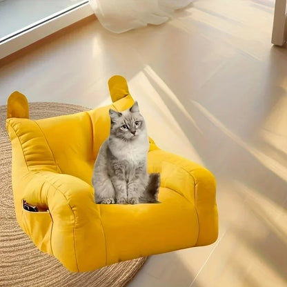 1pc Cat Sofa Bed with Adorable Cartoon Design, Detachable & Washable Reusable Pet Furniture, - for Indoor Cats Up To 2.72 KG