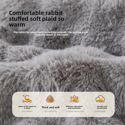 New Winter Rabbit Fur Pet Mat Warm Non Slip Sleeping Cushion with Pillow for Cat Dog Sofa Bed