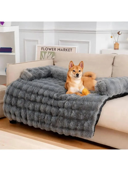 New Winter Rabbit Fur Pet Mat Warm Non Slip Sleeping Cushion with Pillow for Cat Dog Sofa Bed