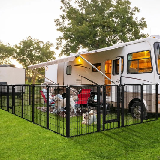 40 Inch 8 Panels Dog Playpen,Portable Metal Fence with Secure Latch,Heavy Duty Frame,Indoor Yard & Camping Use, Custom