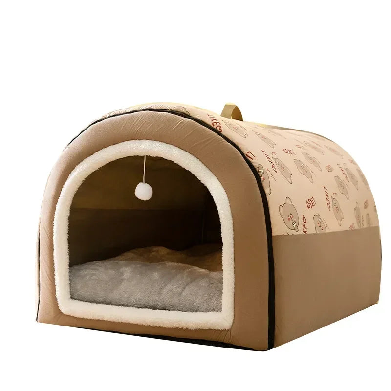 Winter Warm Dog House Detachable Pet Sleeping Bed for Small Medium Dogs Cats Soft Non-slip Dog Kennel Puppy Kitten Nest