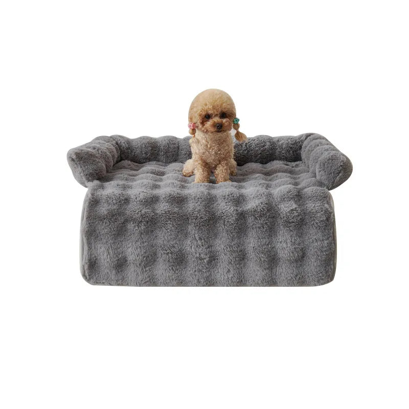 New Winter Rabbit Fur Pet Mat Warm Non Slip Sleeping Cushion with Pillow for Cat Dog Sofa Bed