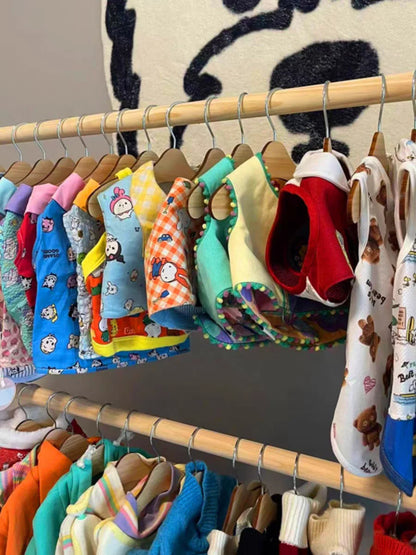 Pet floor hanger dog wardrobe solid wood puppy cat wardrobe coat rack dog hanger small clothes storage rack
