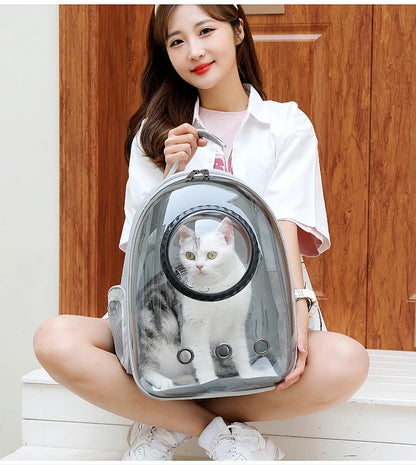 Pet Cat Carrying Bag Breathable Portable Pet Outdoor Travel Backpack Transparent Bag Carrier Pet Transport Space Capsule Bag