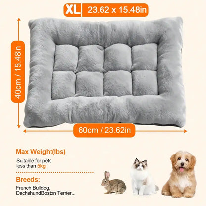 Ultra Soft Flannel Plush Pet Crate Mat, Thickened Cozy Comfort Dog Sleeping Cushion, Anti-Slip Bottom Machine Washable Pet Bed Pad, All Season Rectangle Pet Mattress For Small Medium Large Dogs Cats Indoor Use