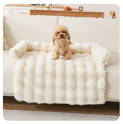 New Winter Rabbit Fur Pet Mat Warm Non Slip Sleeping Cushion with Pillow for Cat Dog Sofa Bed