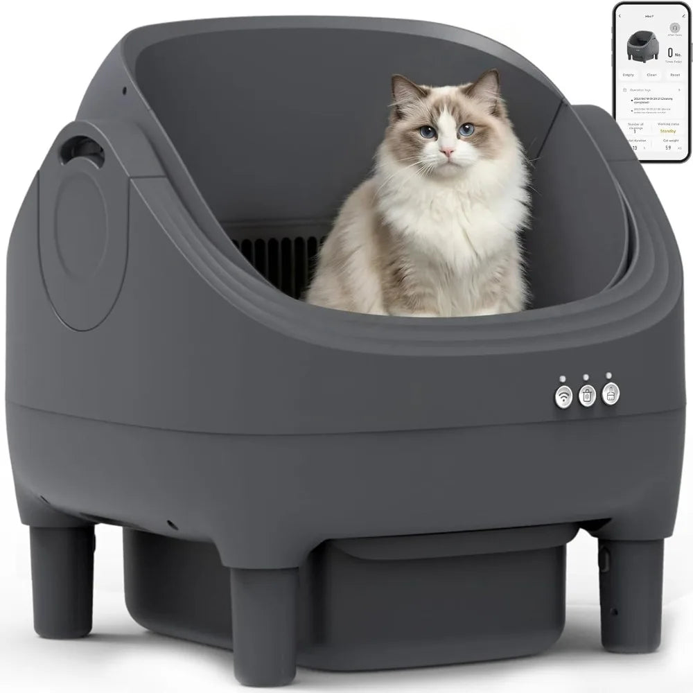 Open-Design Electric Self-Cleaning Cat Litter Box, APP Control & Safety Anti-Pinch Function, Custom