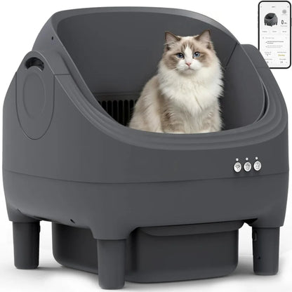 Open-Design Electric Self-Cleaning Cat Litter Box, APP Control & Safety Anti-Pinch Function, Custom