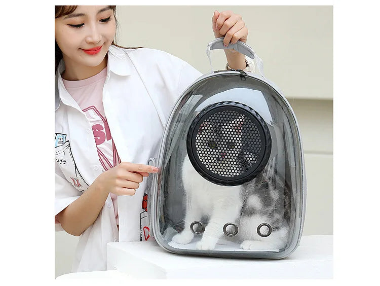 Pet Cat Carrying Bag Breathable Portable Pet Outdoor Travel Backpack Transparent Bag Carrier Pet Transport Space Capsule Bag