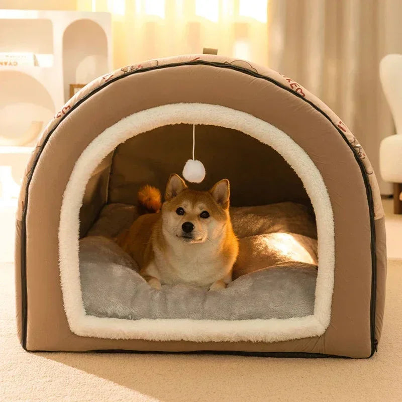 Winter Warm Dog House Detachable Pet Sleeping Bed for Small Medium Dogs Cats Soft Non-slip Dog Kennel Puppy Kitten Nest