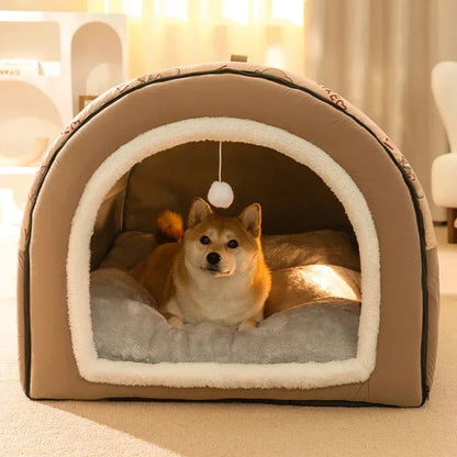 Winter Warm Dog House Detachable Pet Sleeping Bed for Small Medium Dogs Cats Soft Non-slip Dog Kennel Puppy Kitten Nest