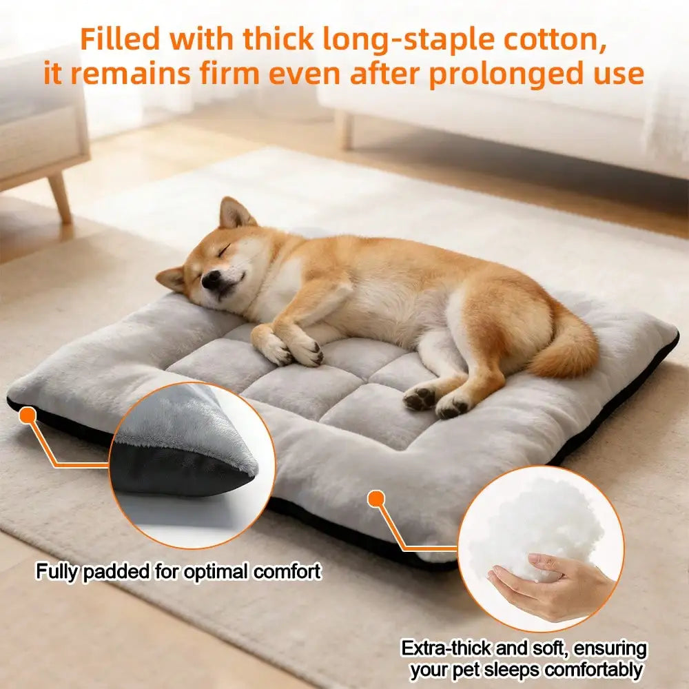Ultra Soft Flannel Plush Pet Crate Mat, Thickened Cozy Comfort Dog Sleeping Cushion, Anti-Slip Bottom Machine Washable Pet Bed Pad, All Season Rectangle Pet Mattress For Small Medium Large Dogs Cats Indoor Use