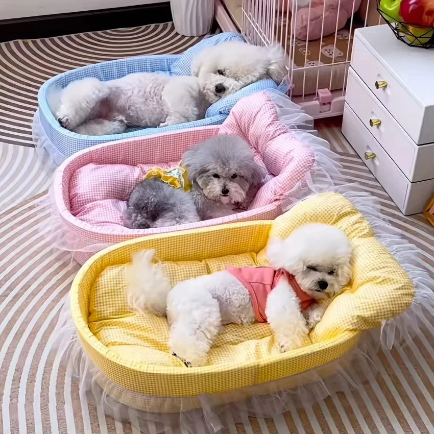 1Pcs Lovely Princess Style Pet Bed Four Seasons Universal Non-stick Cushion Sofa Mat for Small Medium Cats Dogs Daily Pet Suppli