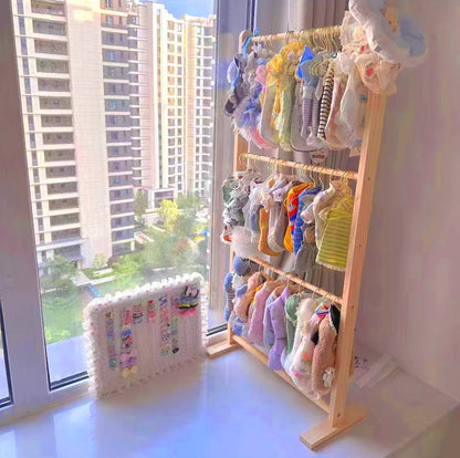 Pet floor hanger dog wardrobe solid wood puppy cat wardrobe coat rack dog hanger small clothes storage rack