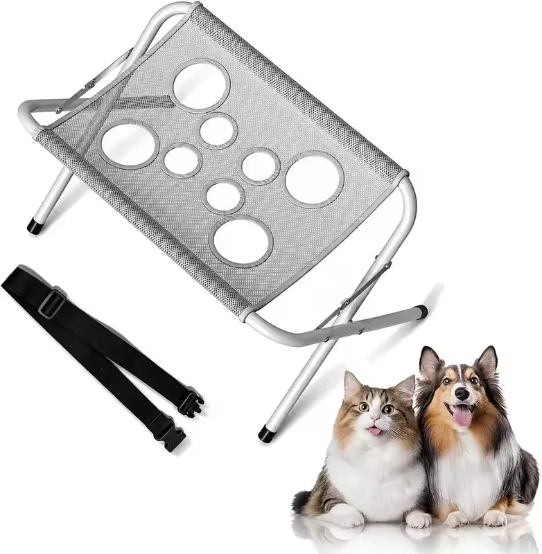 Pet Dog Bath Hammock Cat Shower Grooming Table Hammock with Foldable Stand Breathable Mesh Bathing Drying Table for Nail Trimmin
