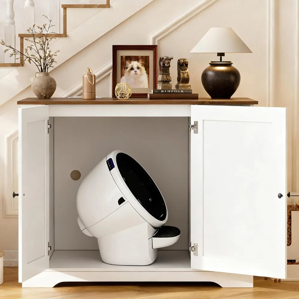 Large Cat Litter Enclosure with Litter Collector, Enclosure for self-Cleaning Litter Boxes, Large Hidden Litter Box, Customized