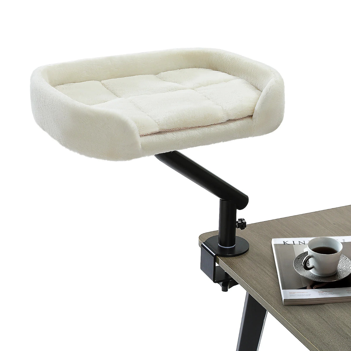 Cat Desk Bed, 360° Rotatable Cat Bed Stand for Indoor Cats, Adjustable Cat Basket, Cats Hammock for Table, Soft Cat Bed for Desk
