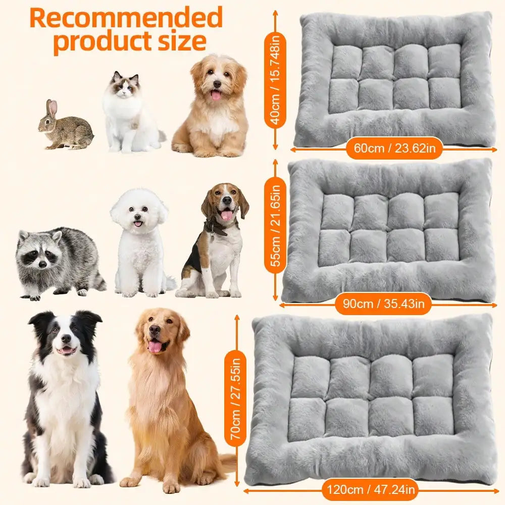 Ultra Soft Flannel Plush Pet Crate Mat, Thickened Cozy Comfort Dog Sleeping Cushion, Anti-Slip Bottom Machine Washable Pet Bed Pad, All Season Rectangle Pet Mattress For Small Medium Large Dogs Cats Indoor Use