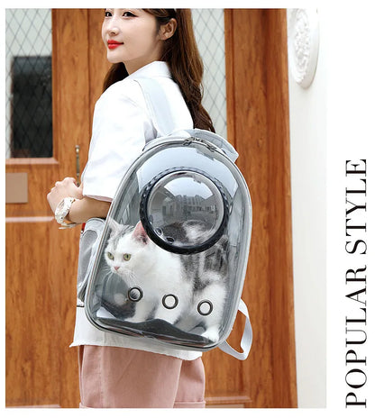 Pet Cat Carrying Bag Breathable Portable Pet Outdoor Travel Backpack Transparent Bag Carrier Pet Transport Space Capsule Bag