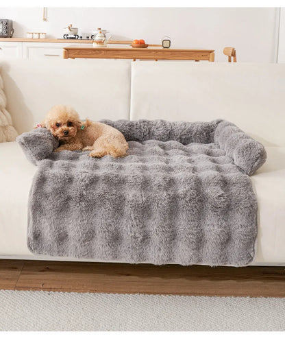 New Winter Rabbit Fur Pet Mat Warm Non Slip Sleeping Cushion with Pillow for Cat Dog Sofa Bed