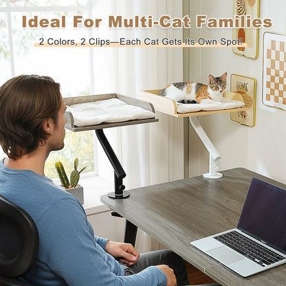 Cat Desk Bed, 360° Rotatable Cat Bed Stand for Indoor Cats, Adjustable Cat Basket, Cats Hammock for Table, Soft Cat Bed for Desk