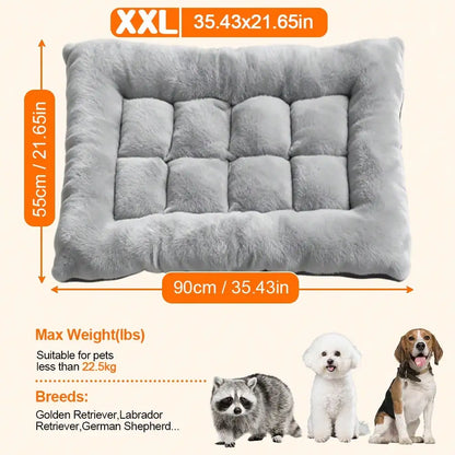 Ultra Soft Flannel Plush Pet Crate Mat, Thickened Cozy Comfort Dog Sleeping Cushion, Anti-Slip Bottom Machine Washable Pet Bed Pad, All Season Rectangle Pet Mattress For Small Medium Large Dogs Cats Indoor Use