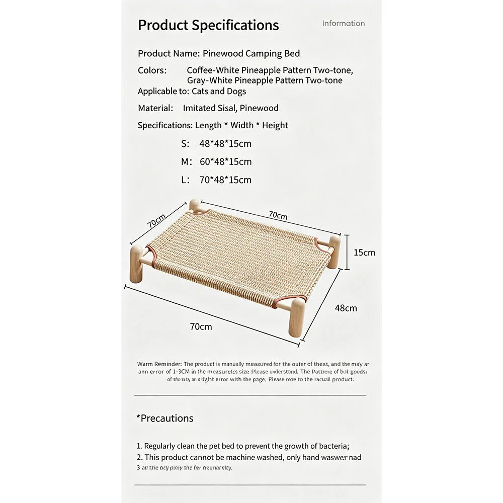Elevated Cat Bed House Cat Hammocks Bed Wood Canvas Cat Lounge Bed for Small Rabbit Cats Dogs Durable Canvas Pet House Supplies