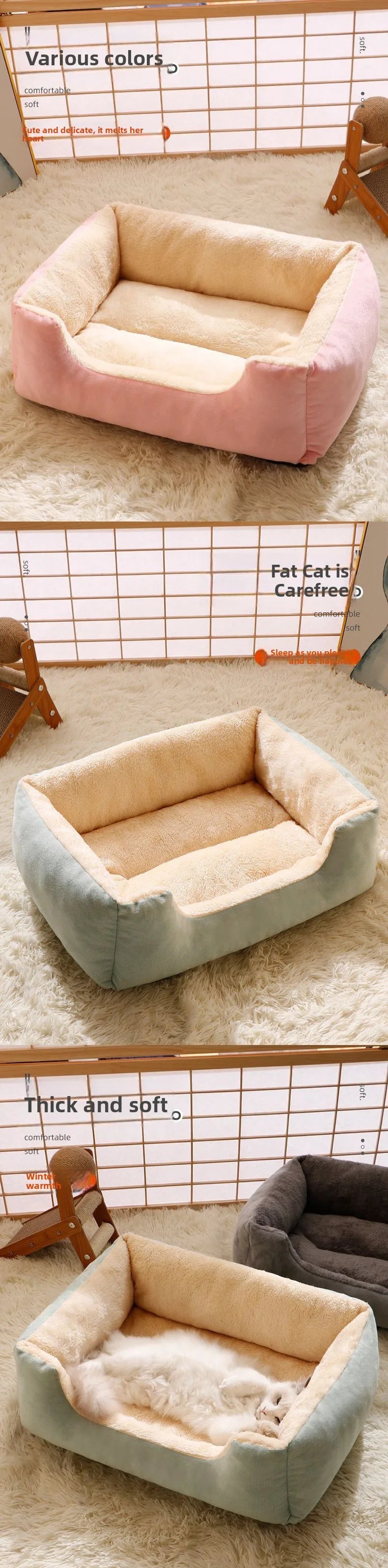 Winter Warm Pet Bed Small Medium Dog Cat Bed Teddy Comfortable Mat All Season Use